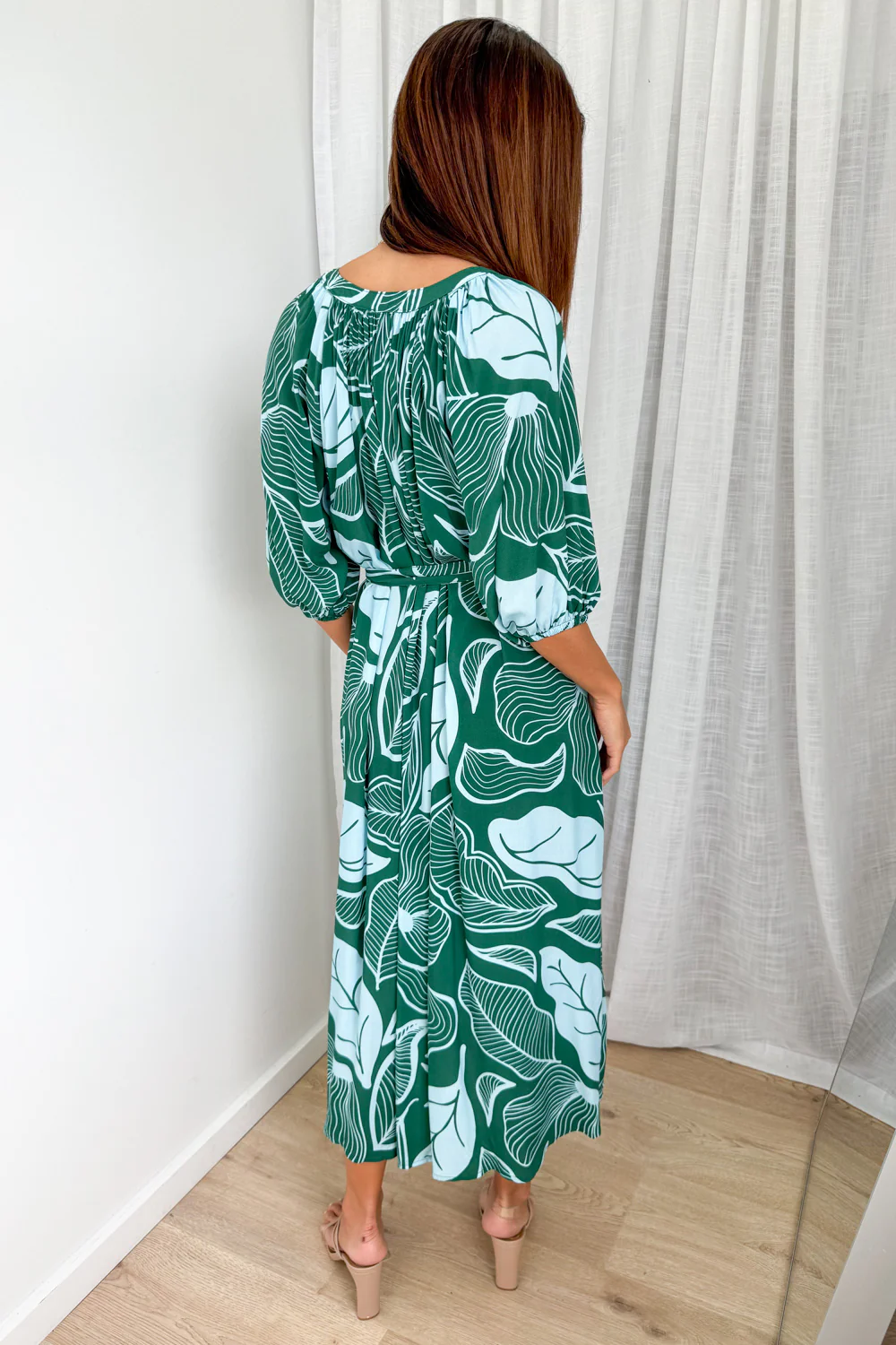 Connie Dress - Green Blue Palm - Image 5