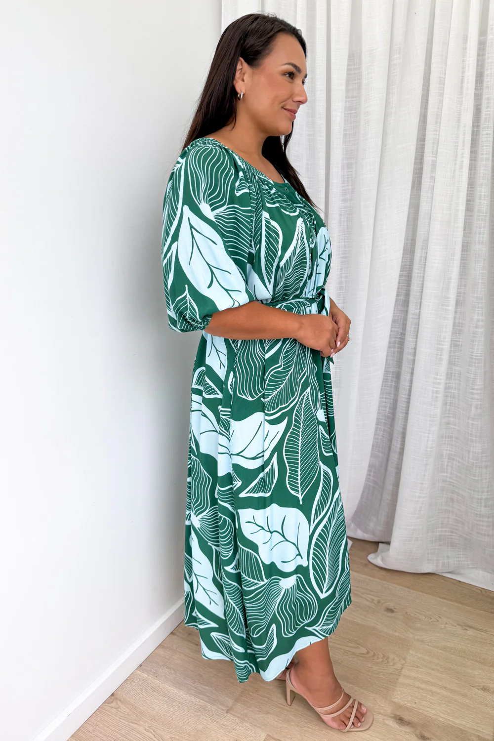 Connie Dress - Green Blue Palm - Image 8