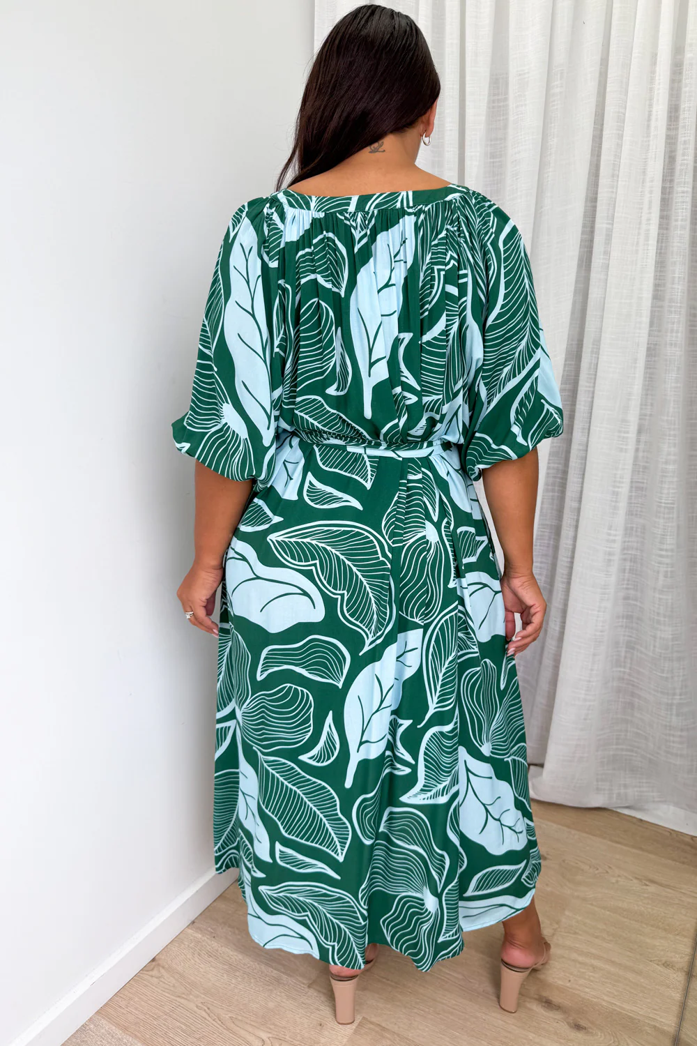 Connie Dress - Green Blue Palm - Image 9