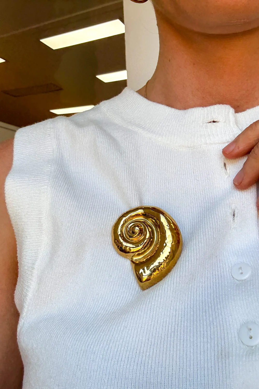 Cove Spiral Brooch - Gold - Image 3