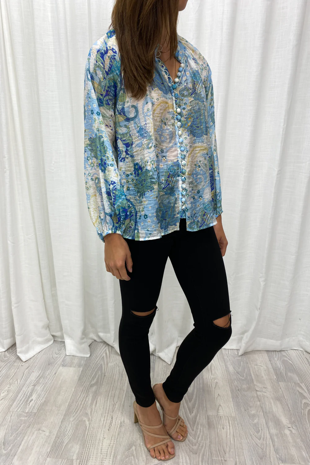 Crinkle Estelle Blouse - Black Geometric - Image 21
