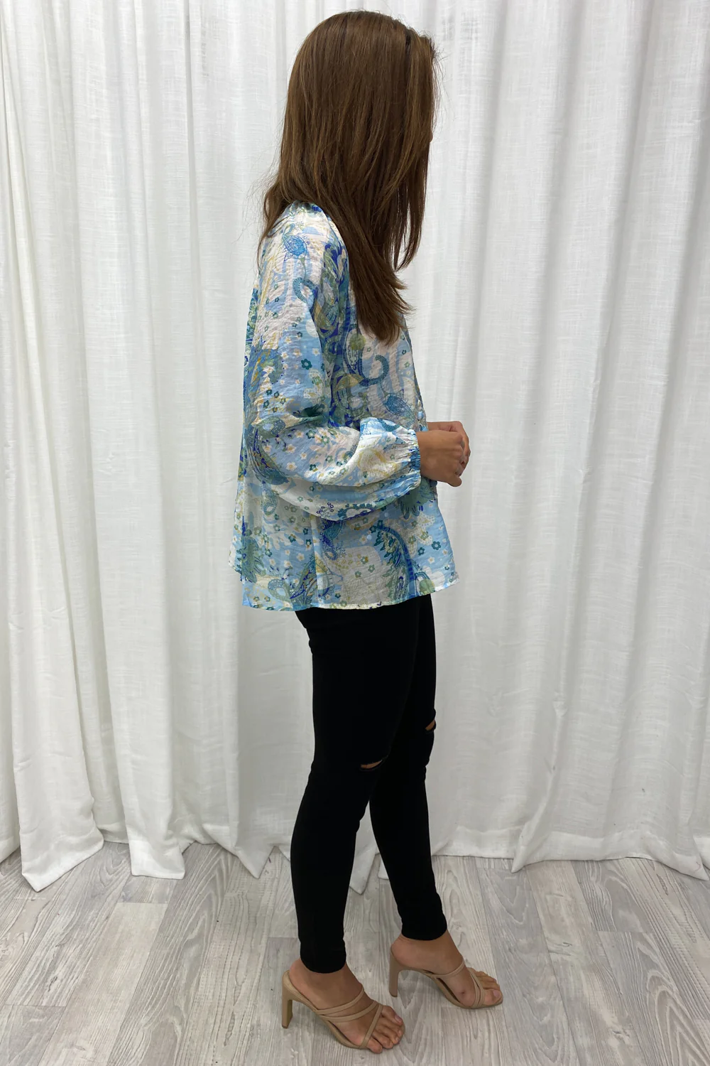 Crinkle Estelle Blouse - Black Geometric - Image 22