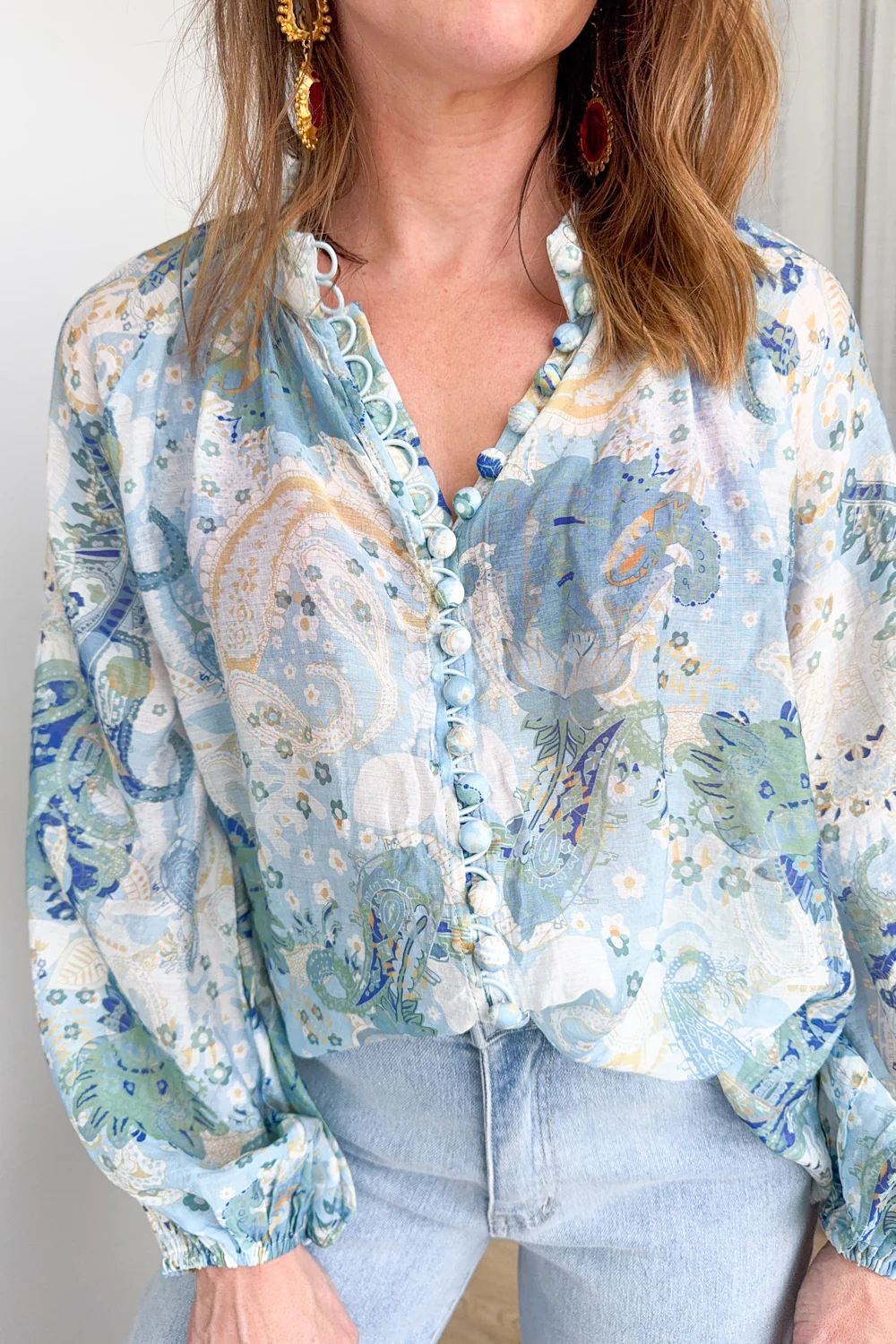 Crinkle Estelle Blouse - Black Geometric - Image 25