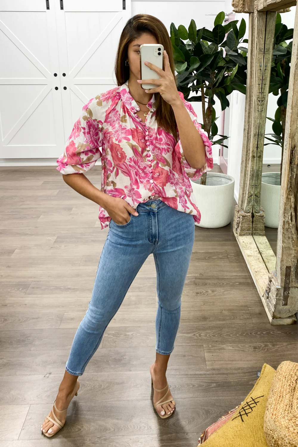 Crinkle Estelle Blouse - Black Geometric - Image 35