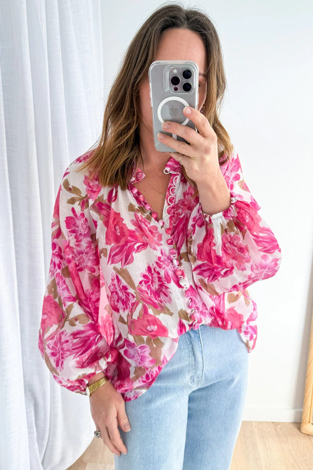 Crinkle Estelle Blouse - Black Geometric - Image 36