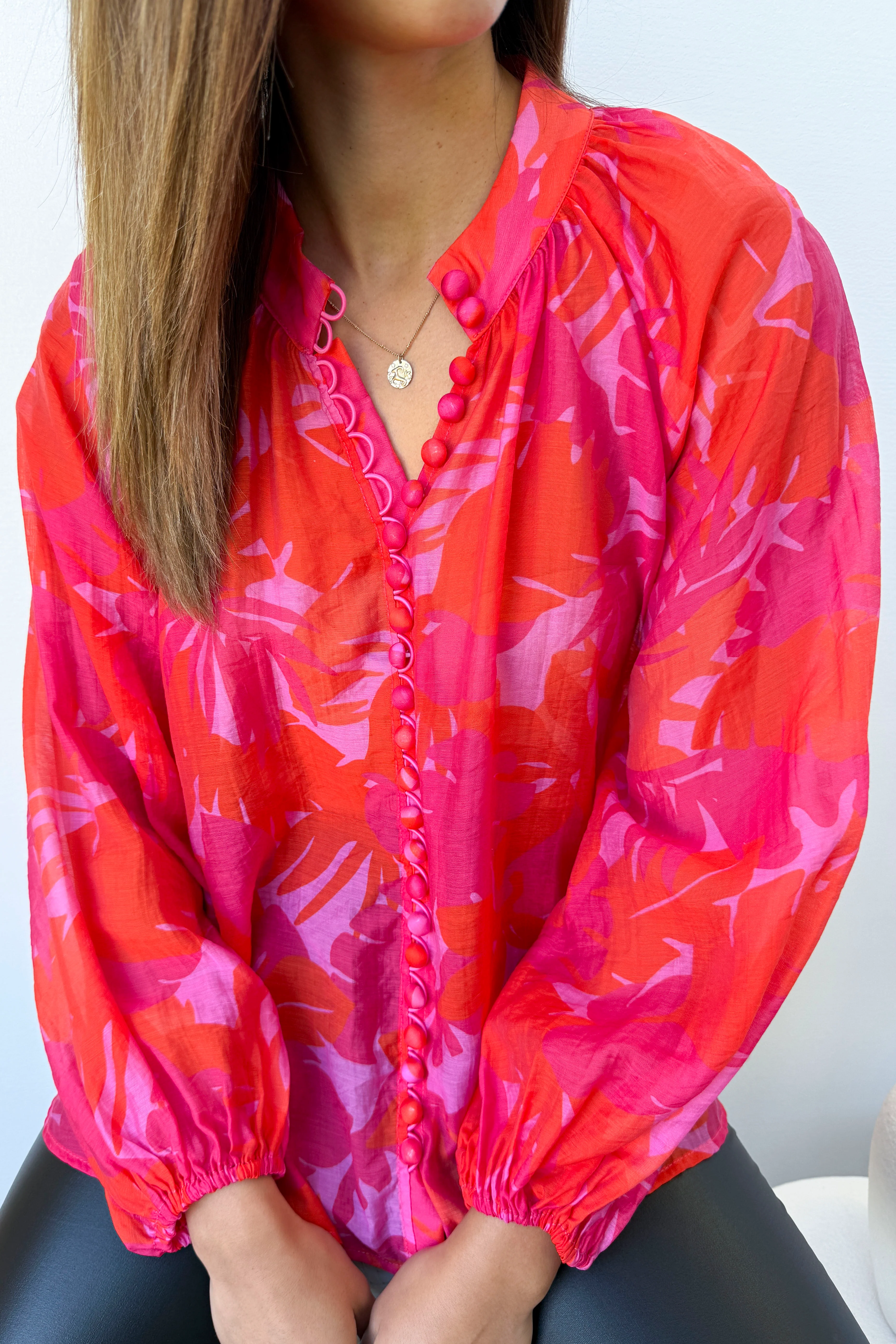 Crinkle Estelle Blouse - Black Geometric - Image 39