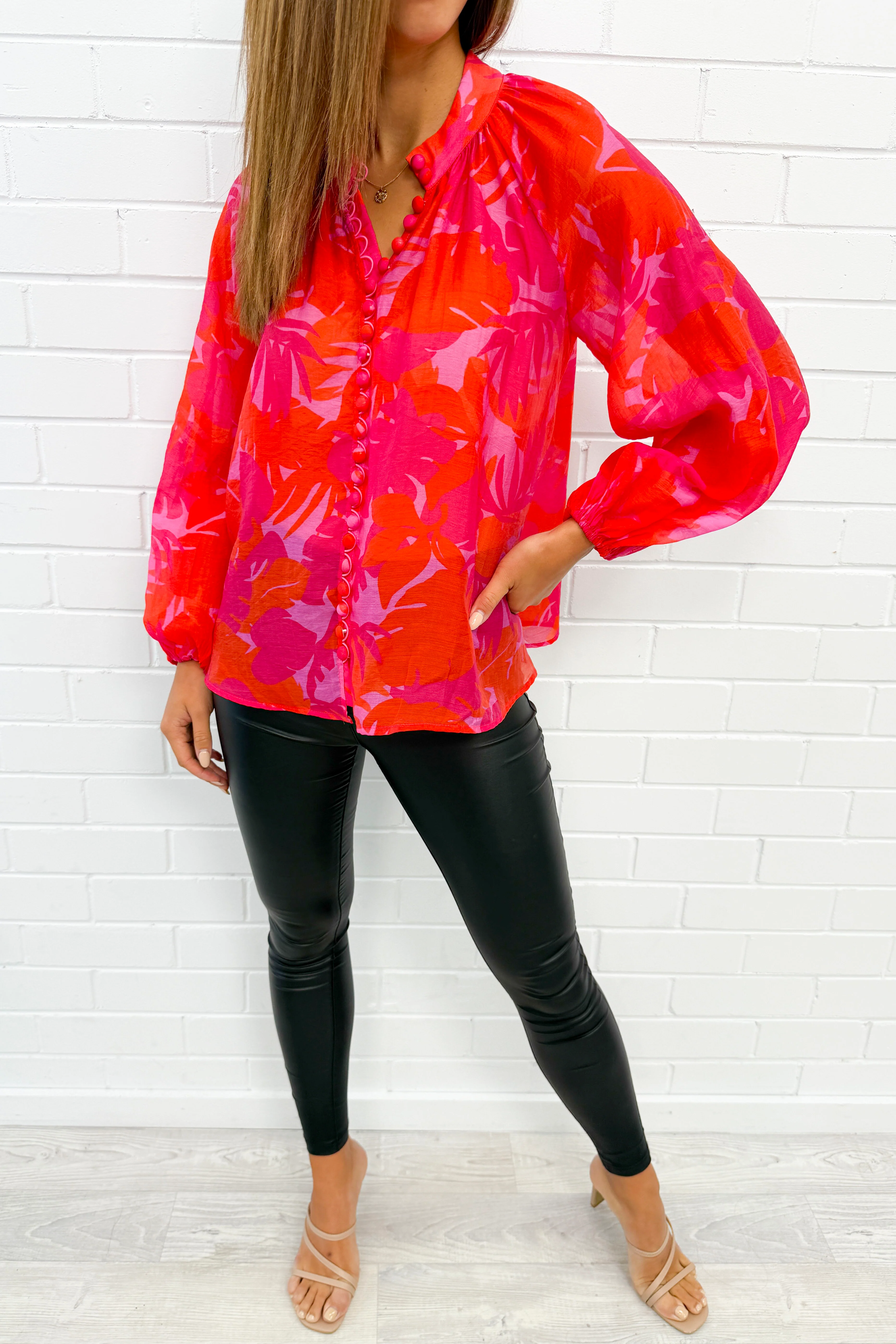 Crinkle Estelle Blouse - Black Geometric - Image 40