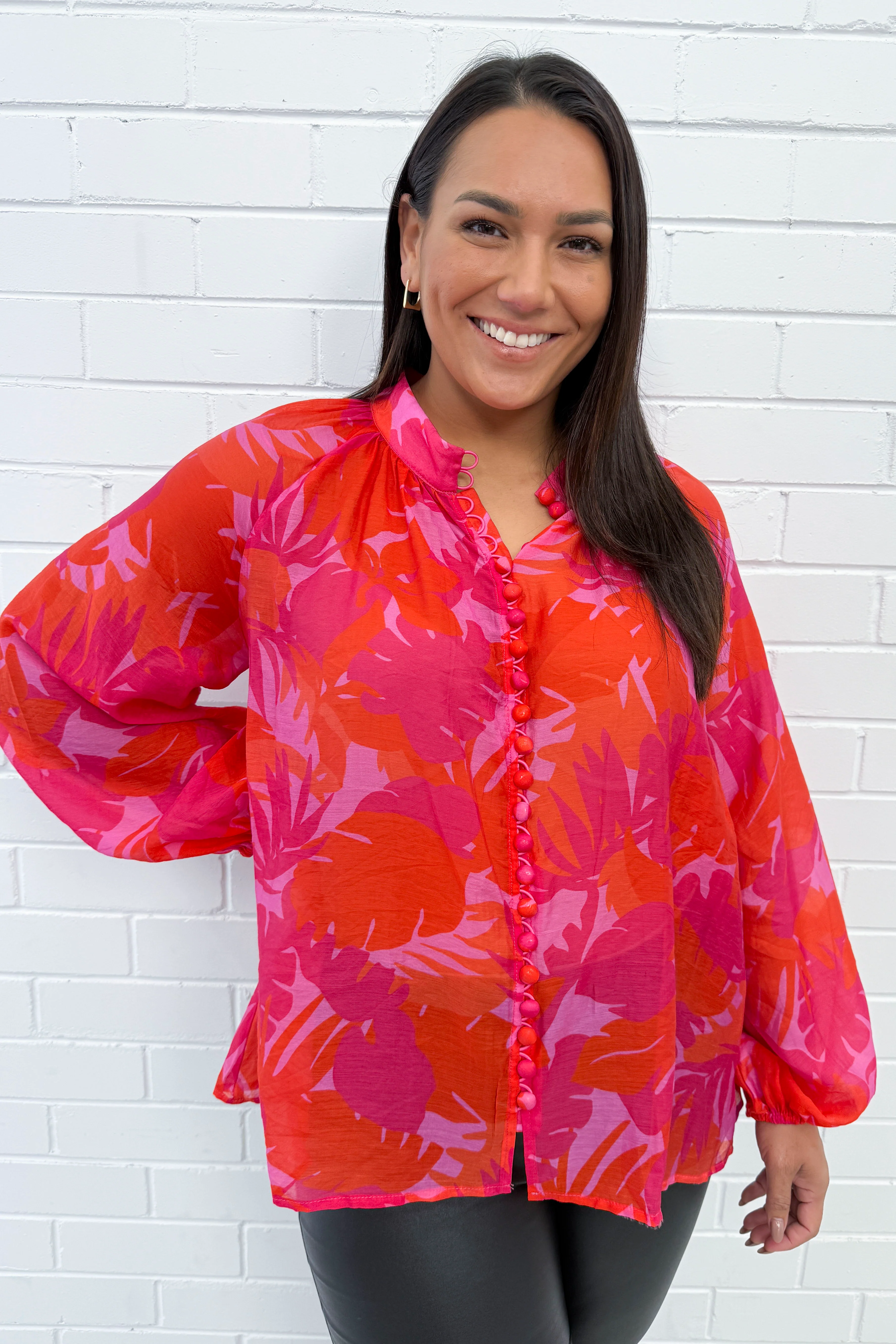 Crinkle Estelle Blouse - Black Geometric - Image 47