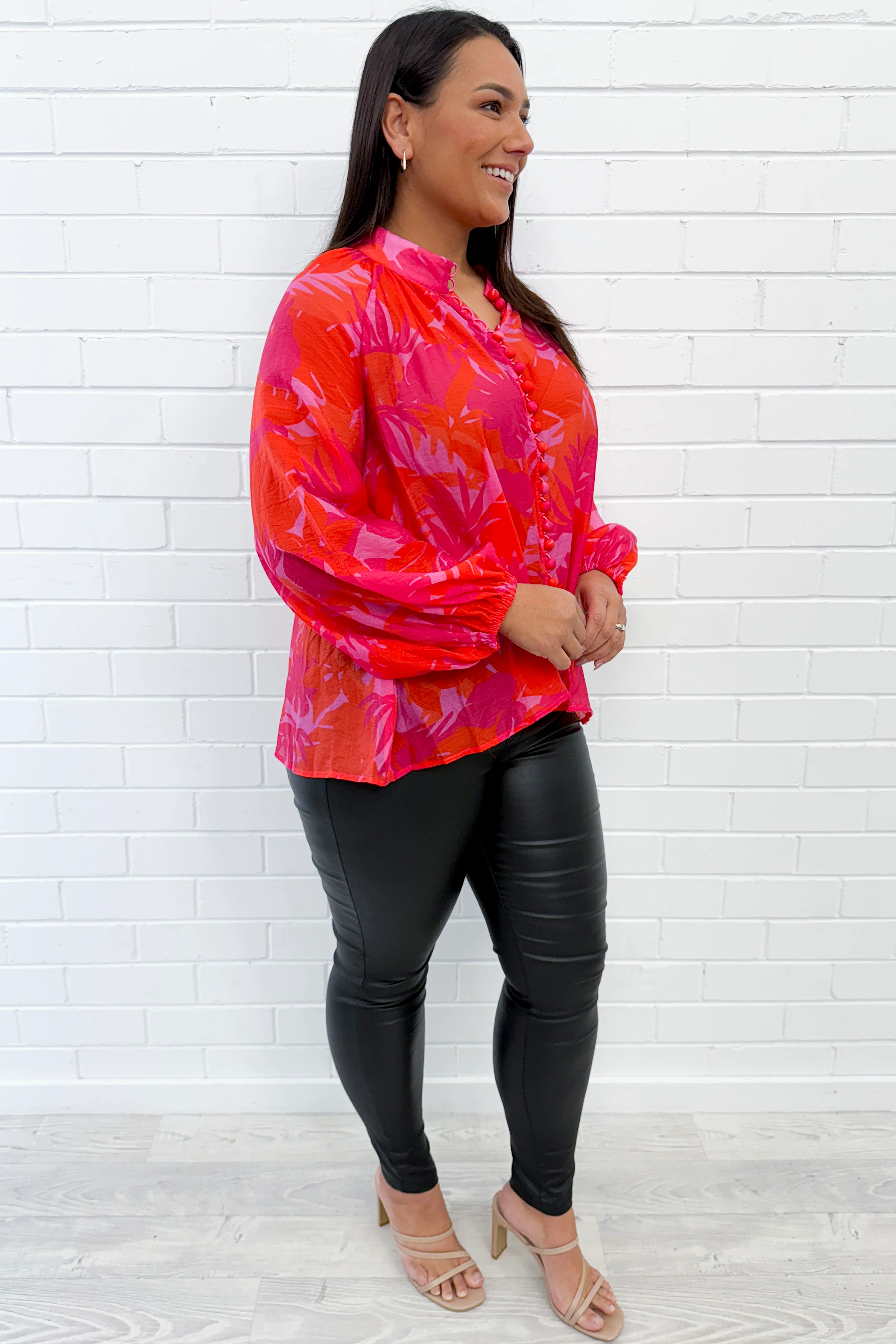 Crinkle Estelle Blouse - Black Geometric - Image 48
