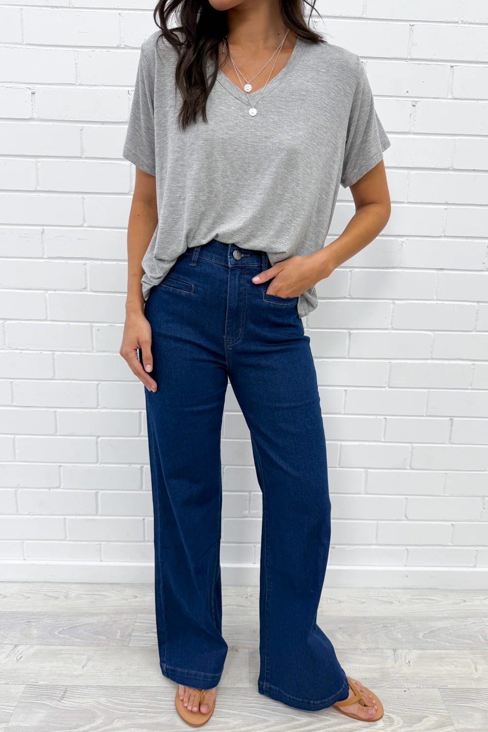 Daisy Wide Leg Jeans - Dark Denim - Image 10
