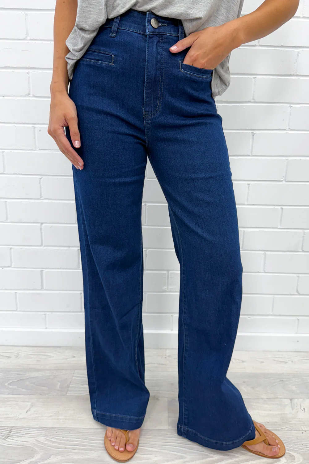 Daisy Wide Leg Jeans - Dark Denim - Image 11