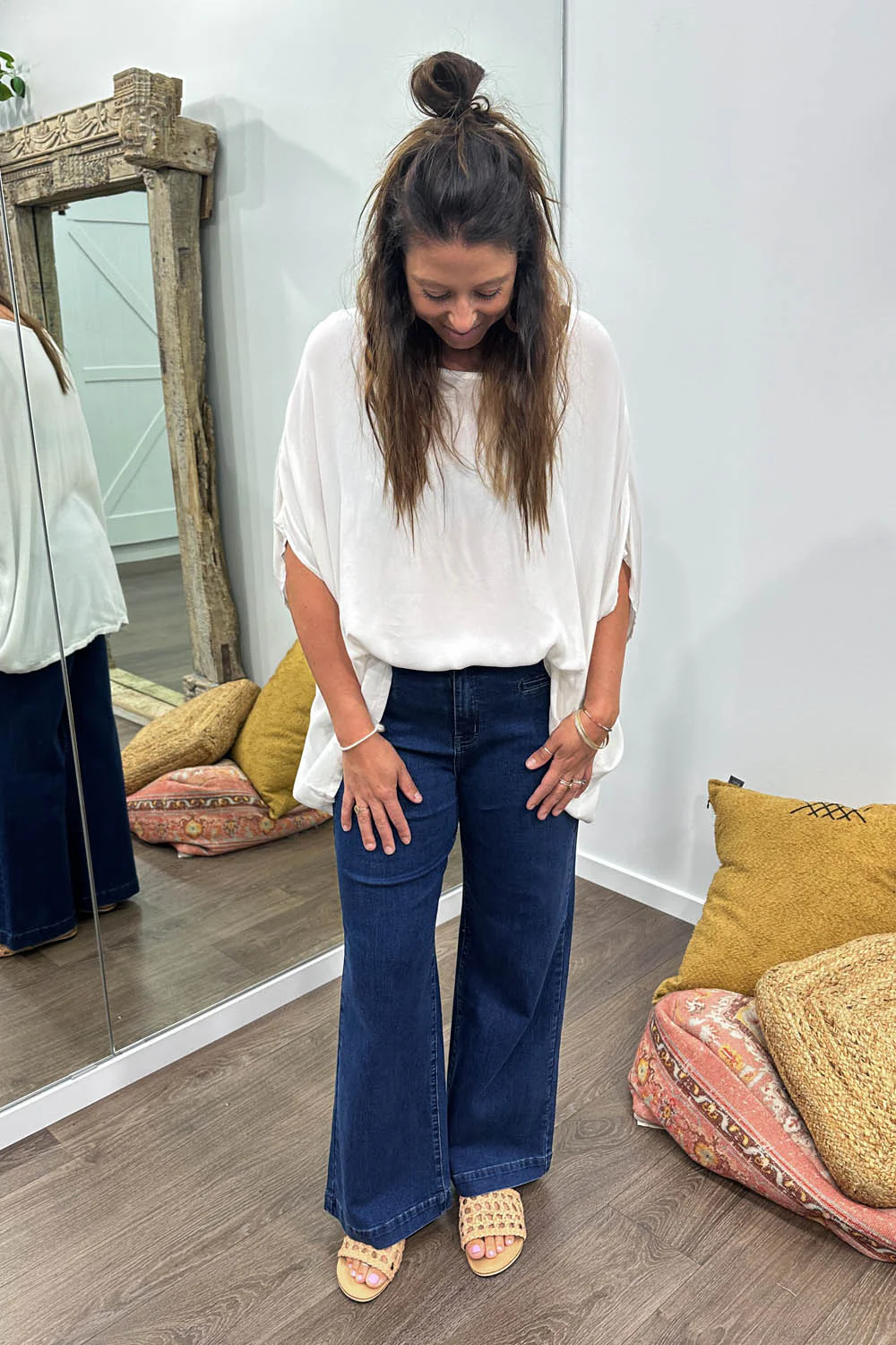 Daisy Wide Leg Jeans - Dark Denim - Image 3