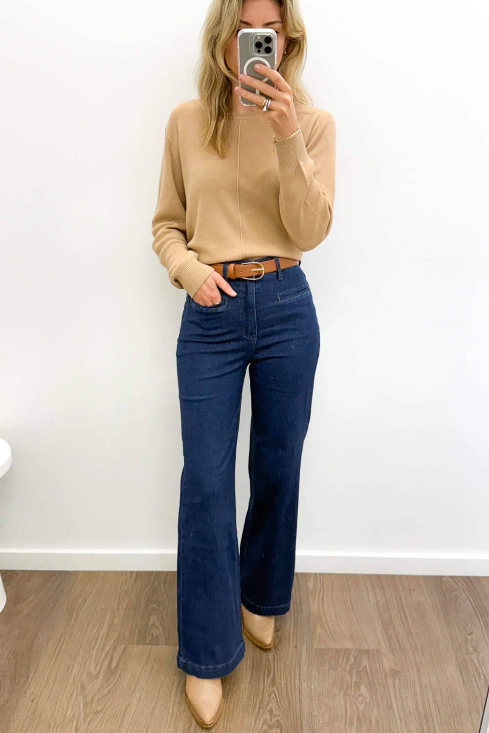 Daisy Wide Leg Jeans - Dark Denim - Image 4