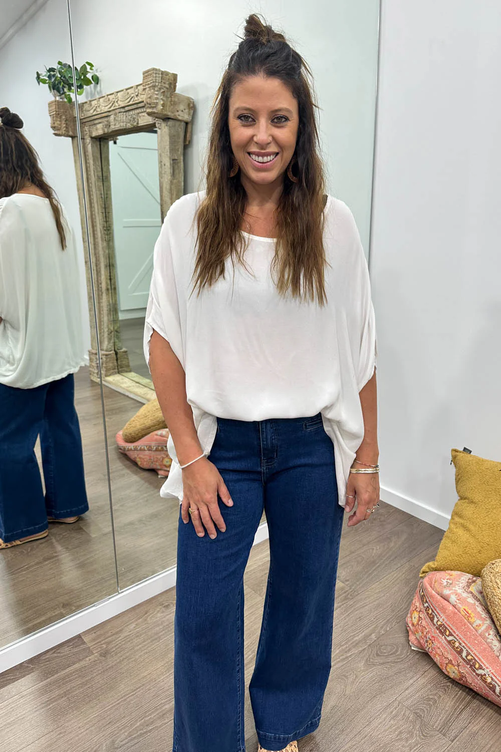 Daisy Wide Leg Jeans - Dark Denim - Image 9