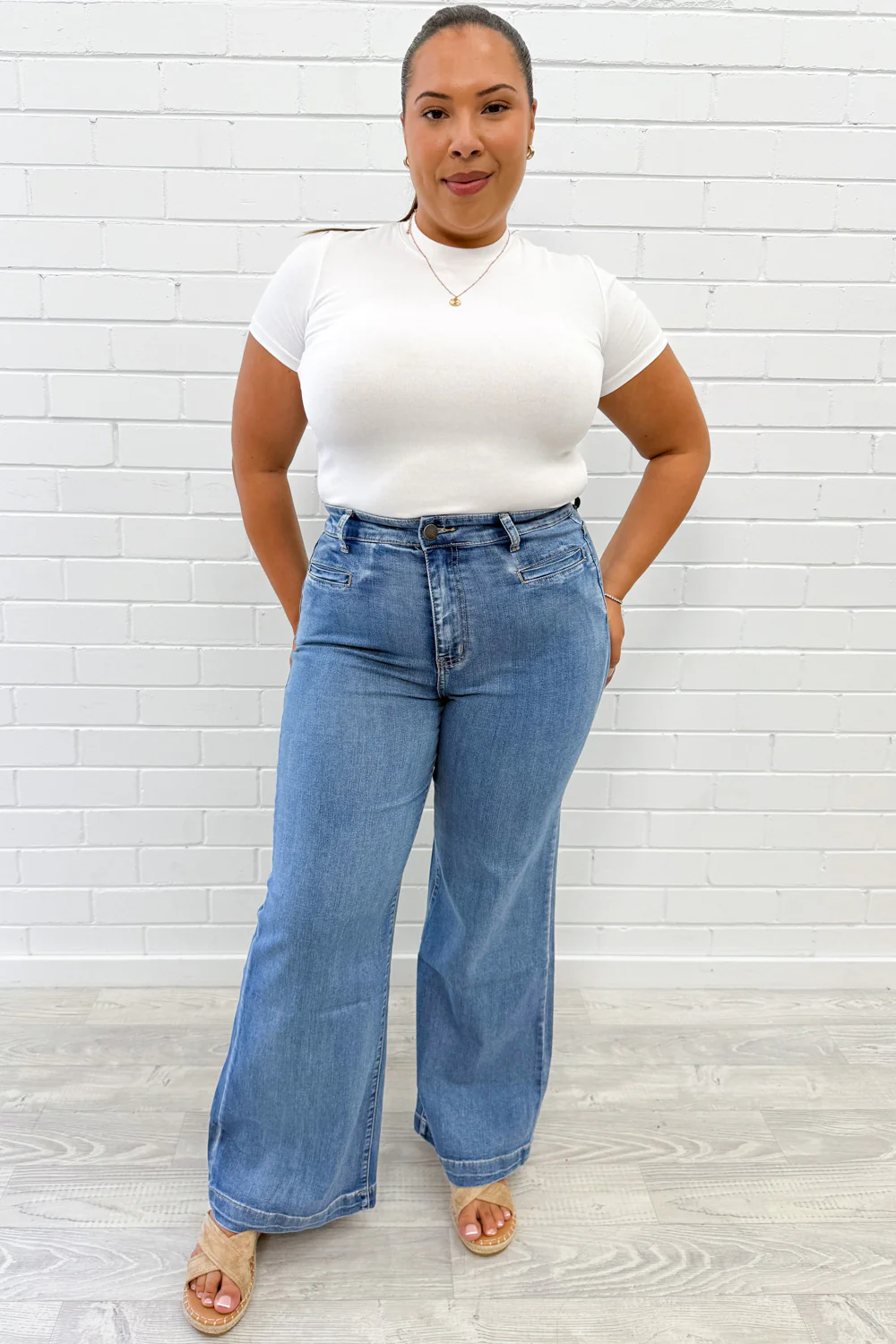 Daisy Wide Leg Jeans - Denim - Image 7