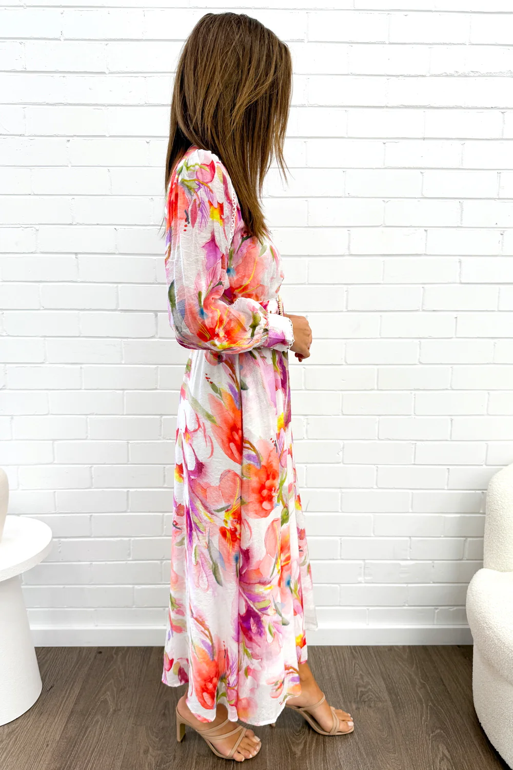 Delilah Dress - Peach Purple Floral - Image 12
