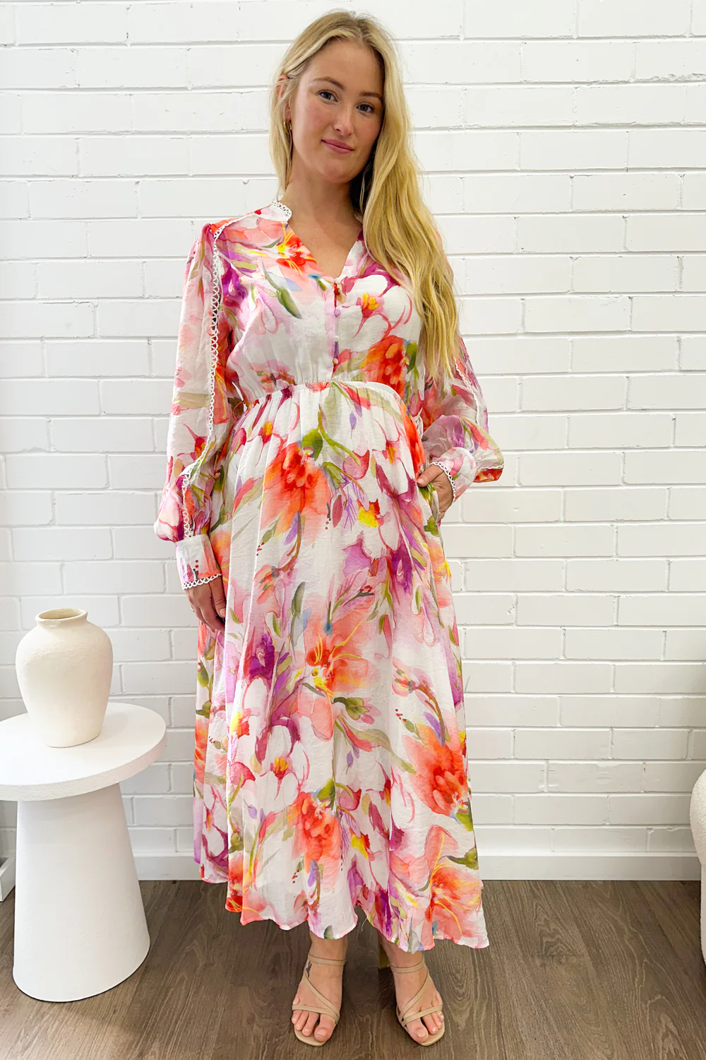 Delilah Dress - Peach Purple Floral - Image 14