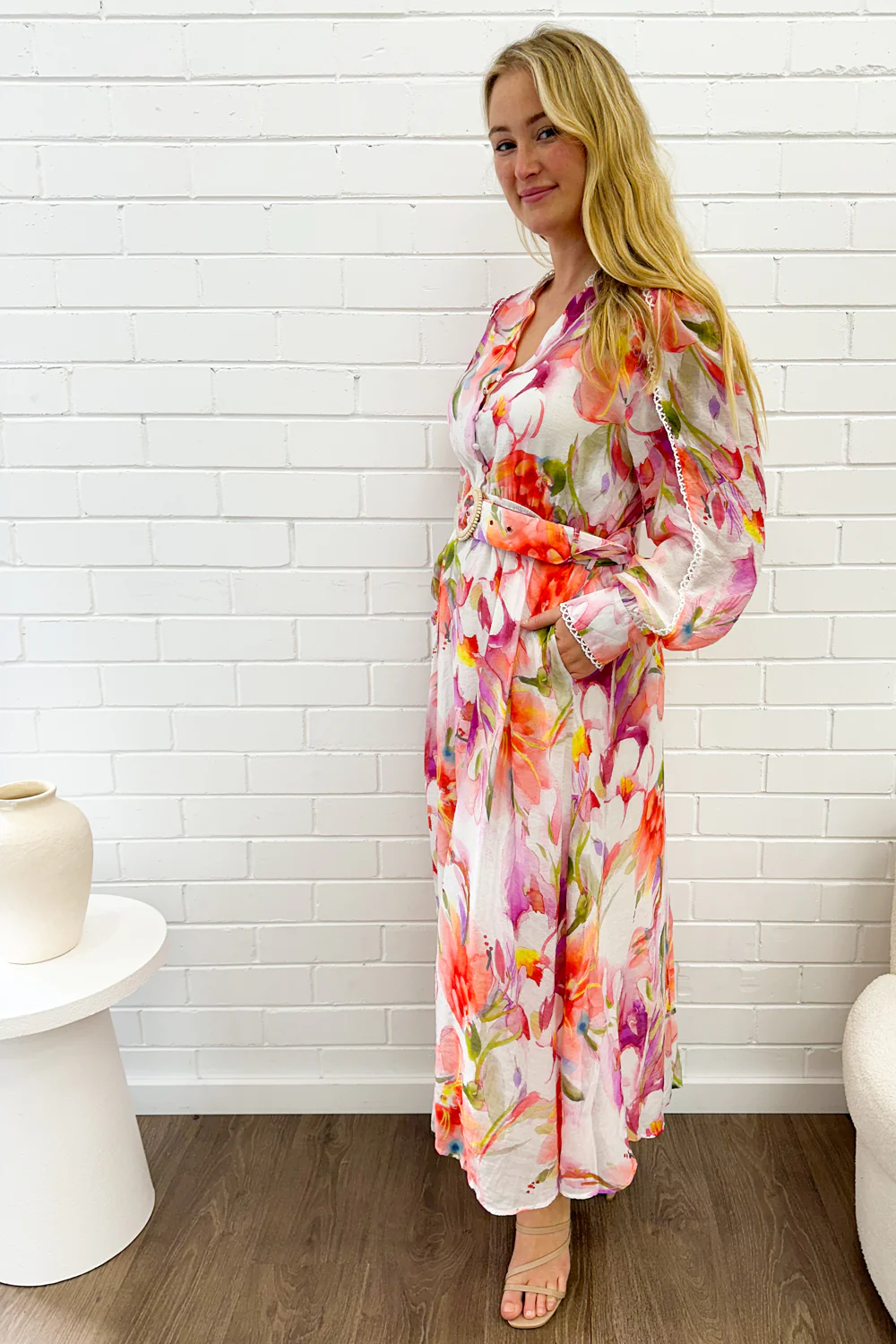 Delilah Dress - Peach Purple Floral - Image 15