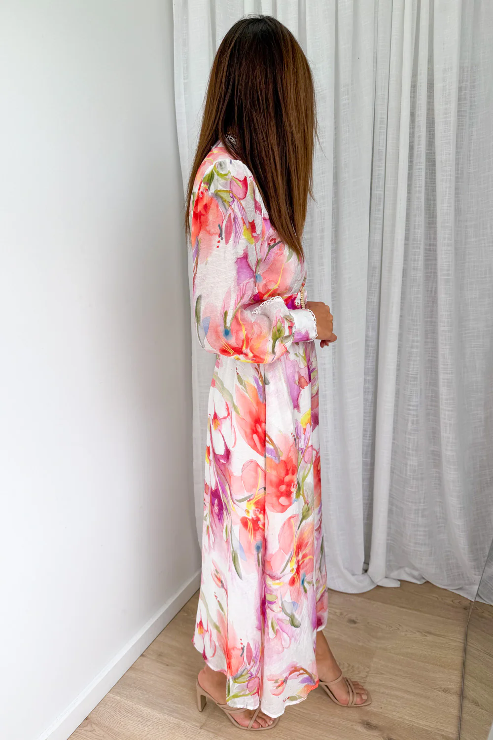Delilah Dress - Peach Purple Floral - Image 4