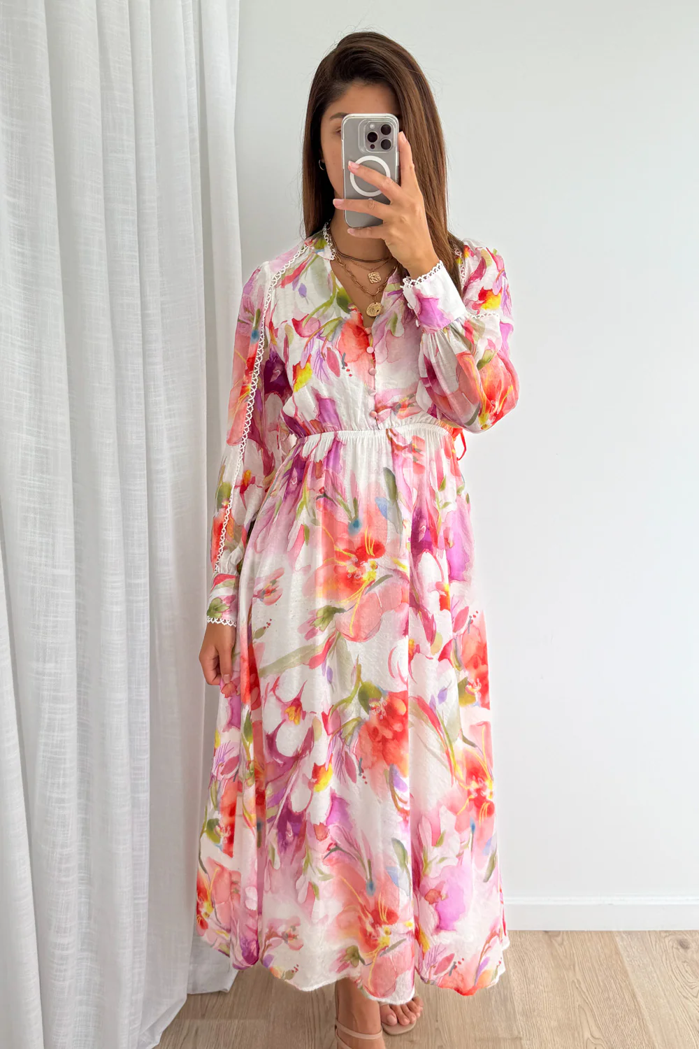 Delilah Dress - Peach Purple Floral - Image 6