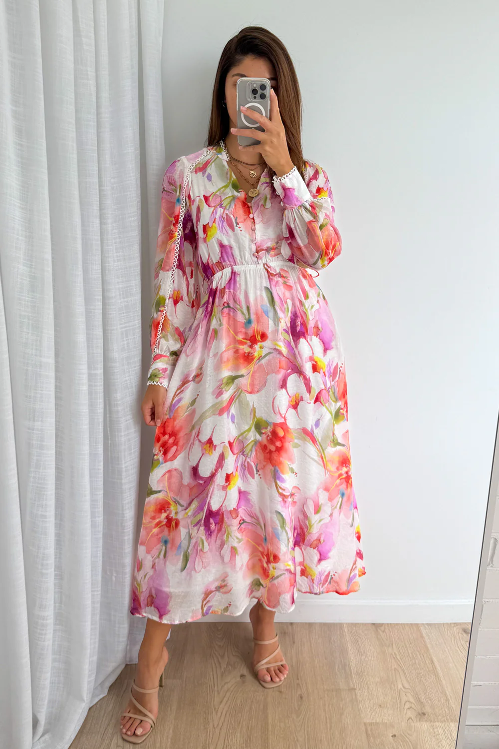 Delilah Dress - Peach Purple Floral - Image 7