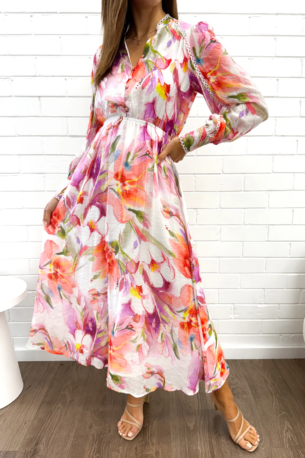 Delilah Dress - Peach Purple Floral - Image 8