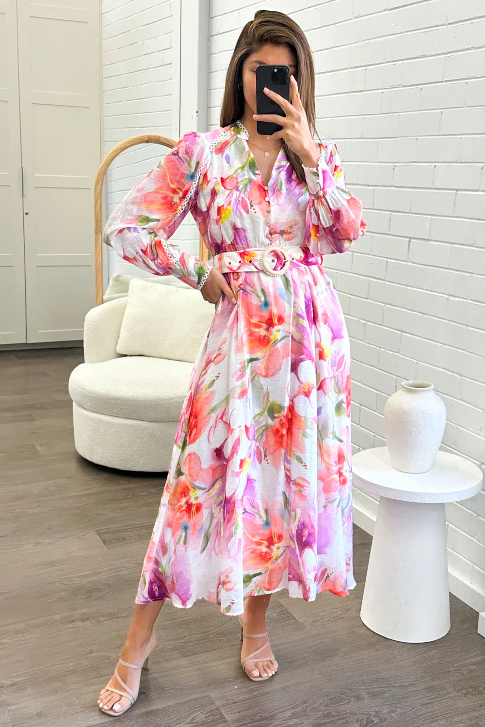 Delilah Dress - Peach Purple Floral - Image 9