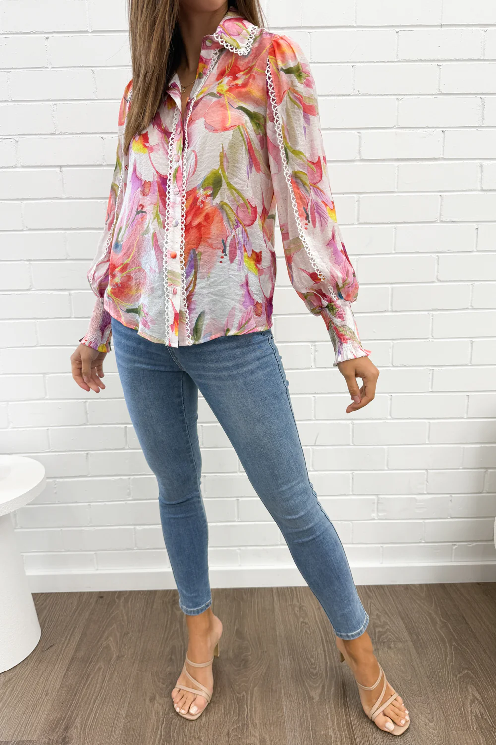 Delilah Shirt - Peach Purple Floral - Image 12