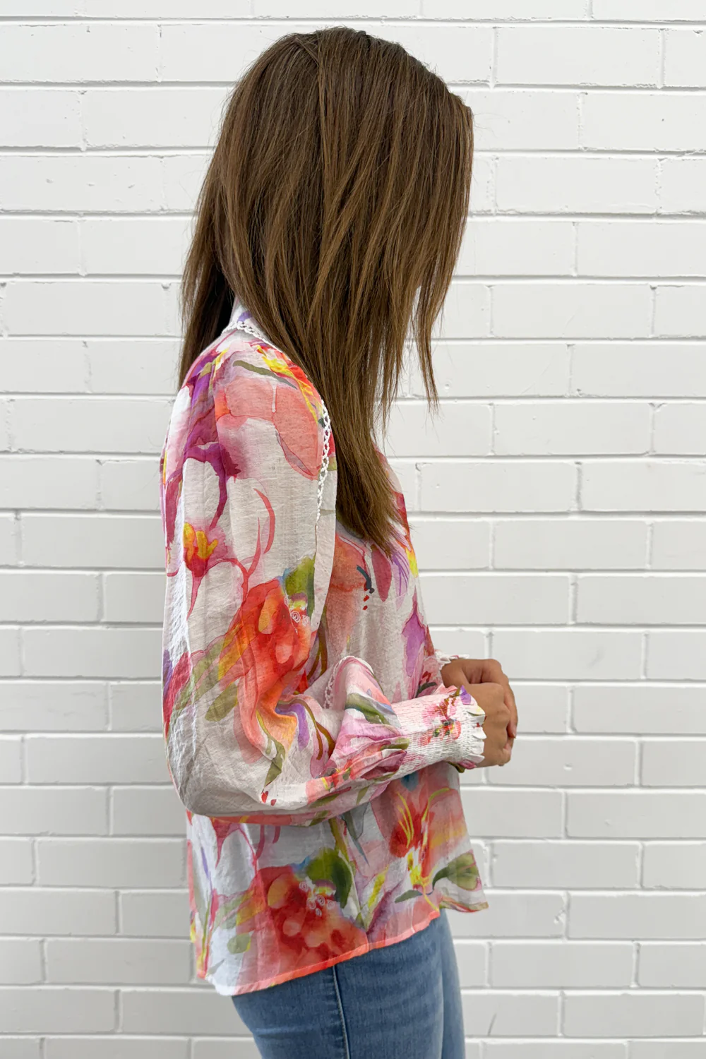 Delilah Shirt - Peach Purple Floral - Image 17