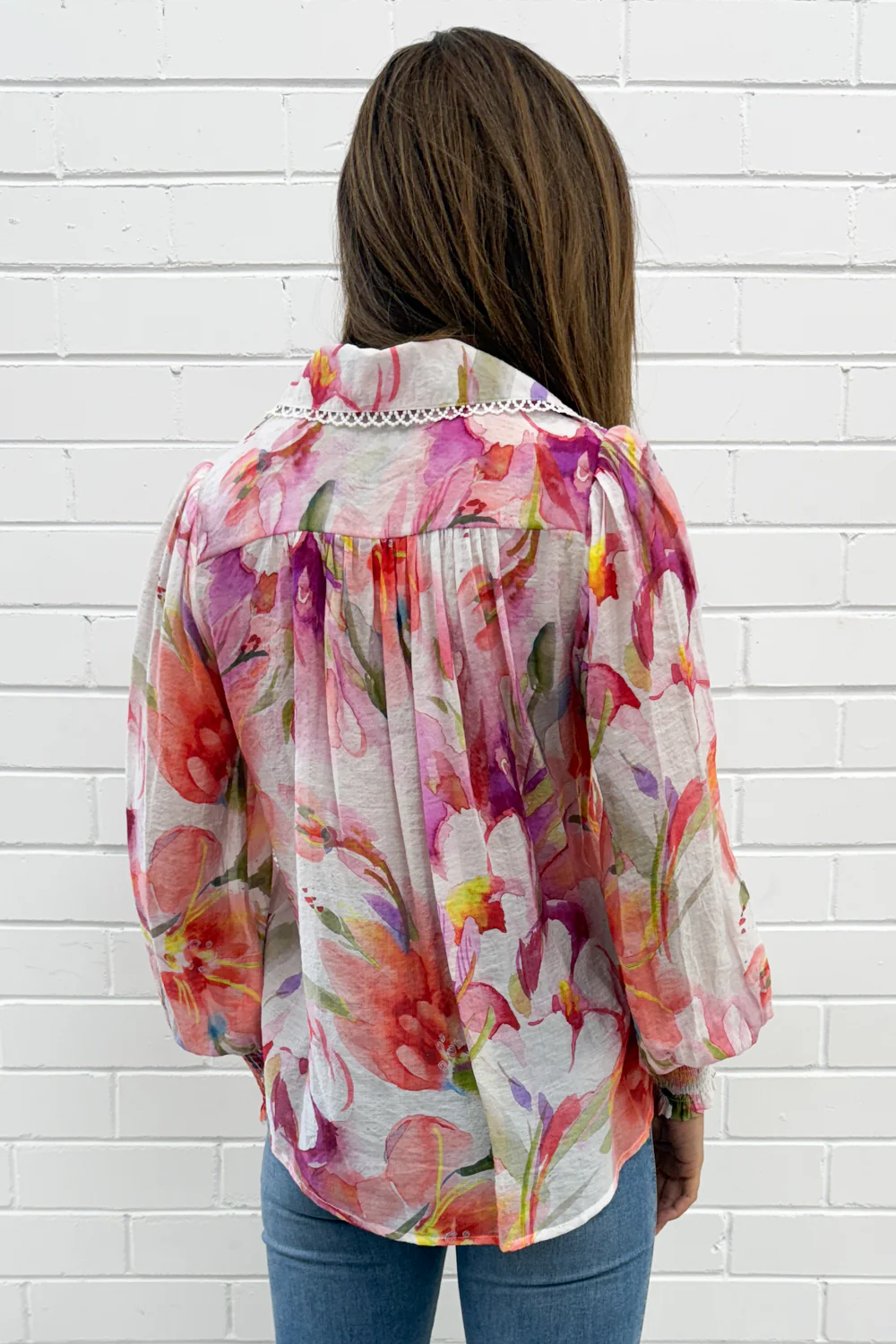 Delilah Shirt - Peach Purple Floral - Image 18