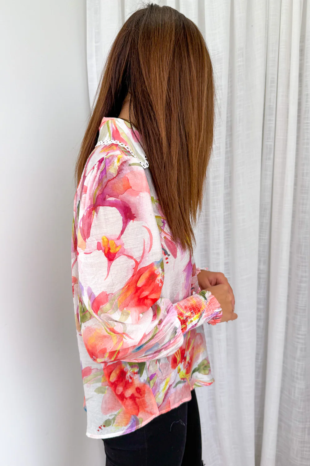 Delilah Shirt - Peach Purple Floral - Image 6