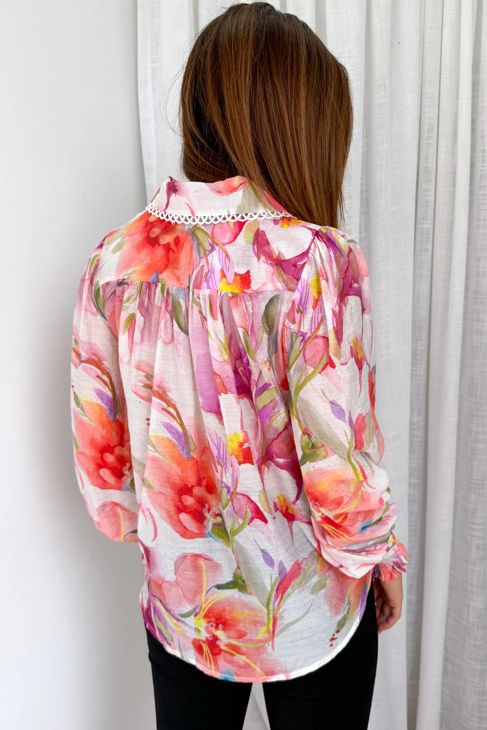 Delilah Shirt - Peach Purple Floral - Image 7