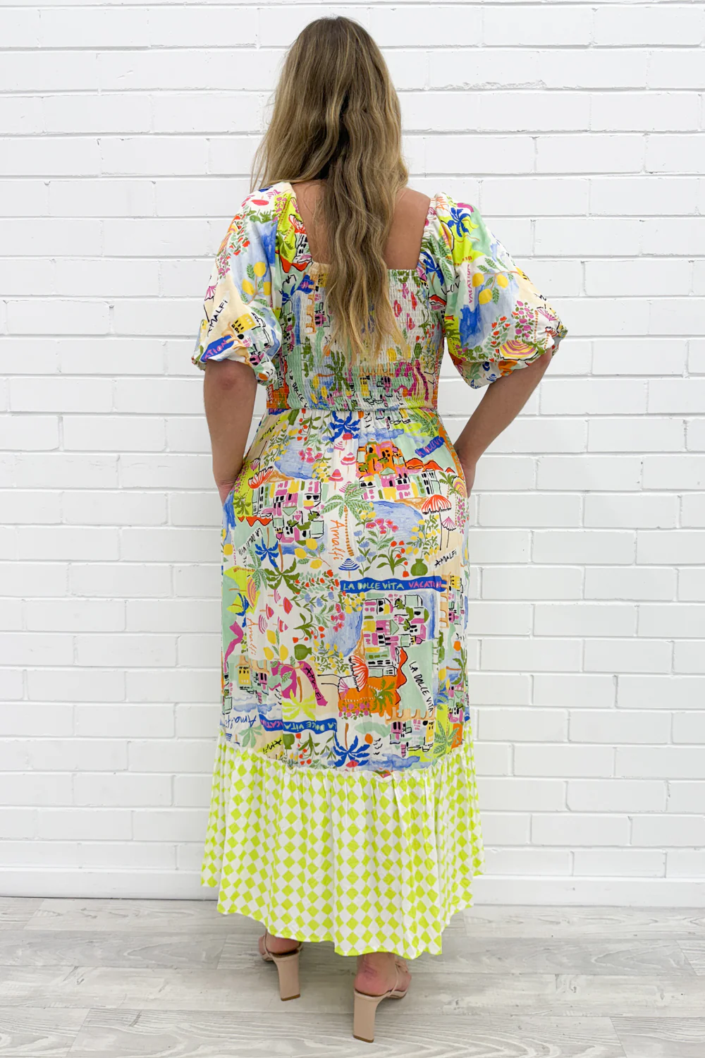Dolce Dress - Blue Yellow Print - Image 10