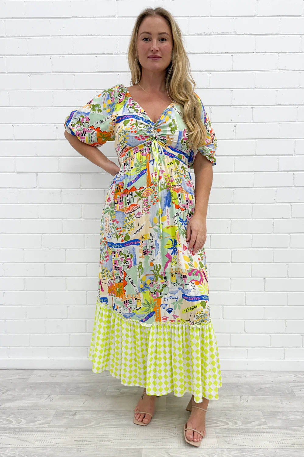 Dolce Dress - Blue Yellow Print - Image 7