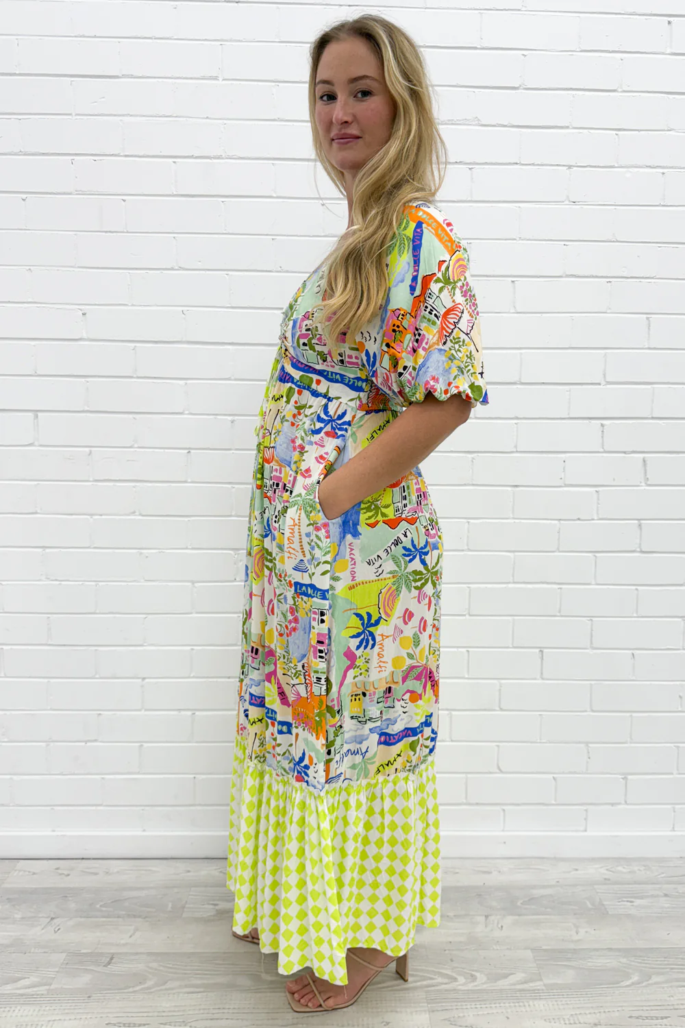 Dolce Dress - Blue Yellow Print - Image 9