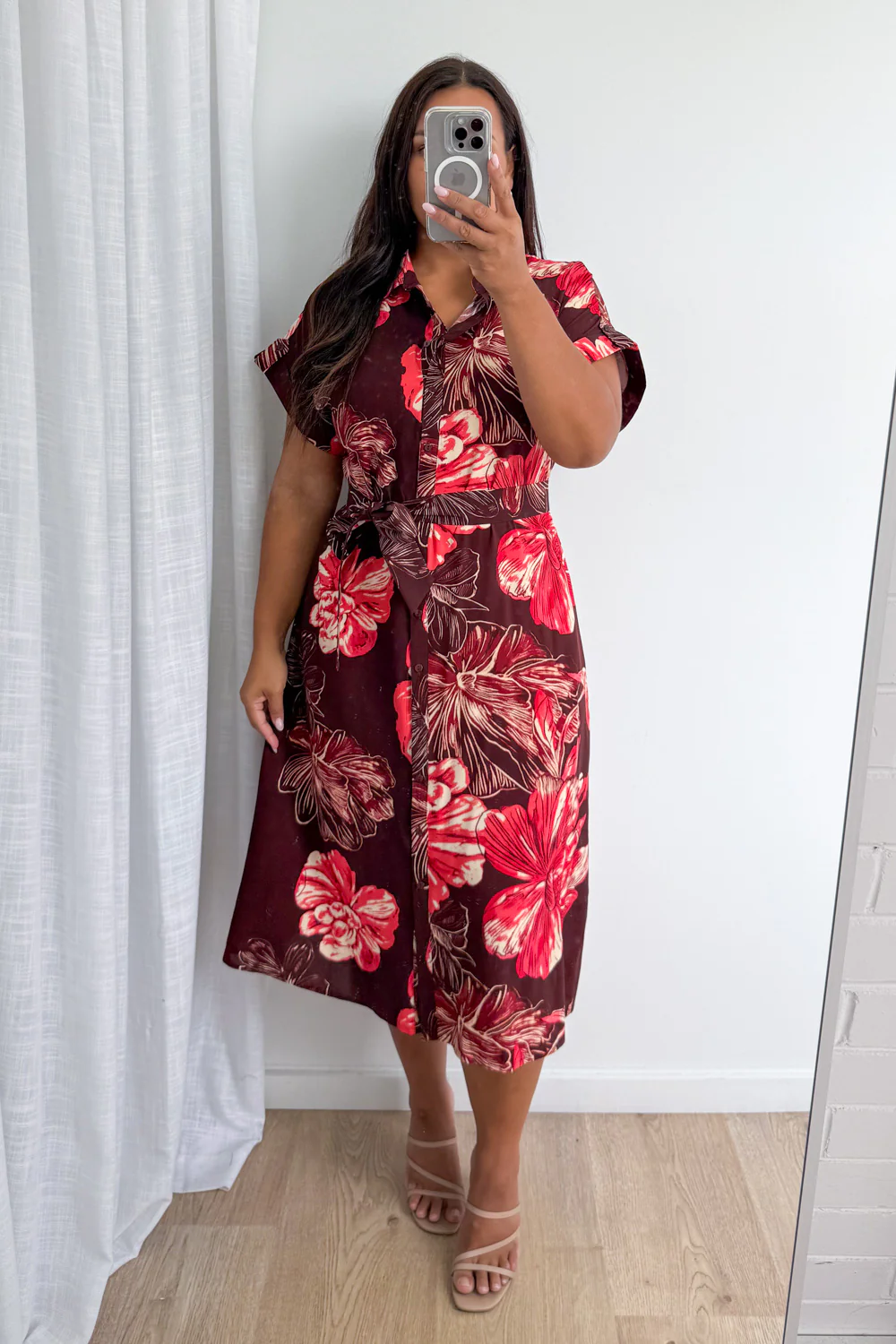 Dollie Dress - Burgundy Red Flower - Image 11