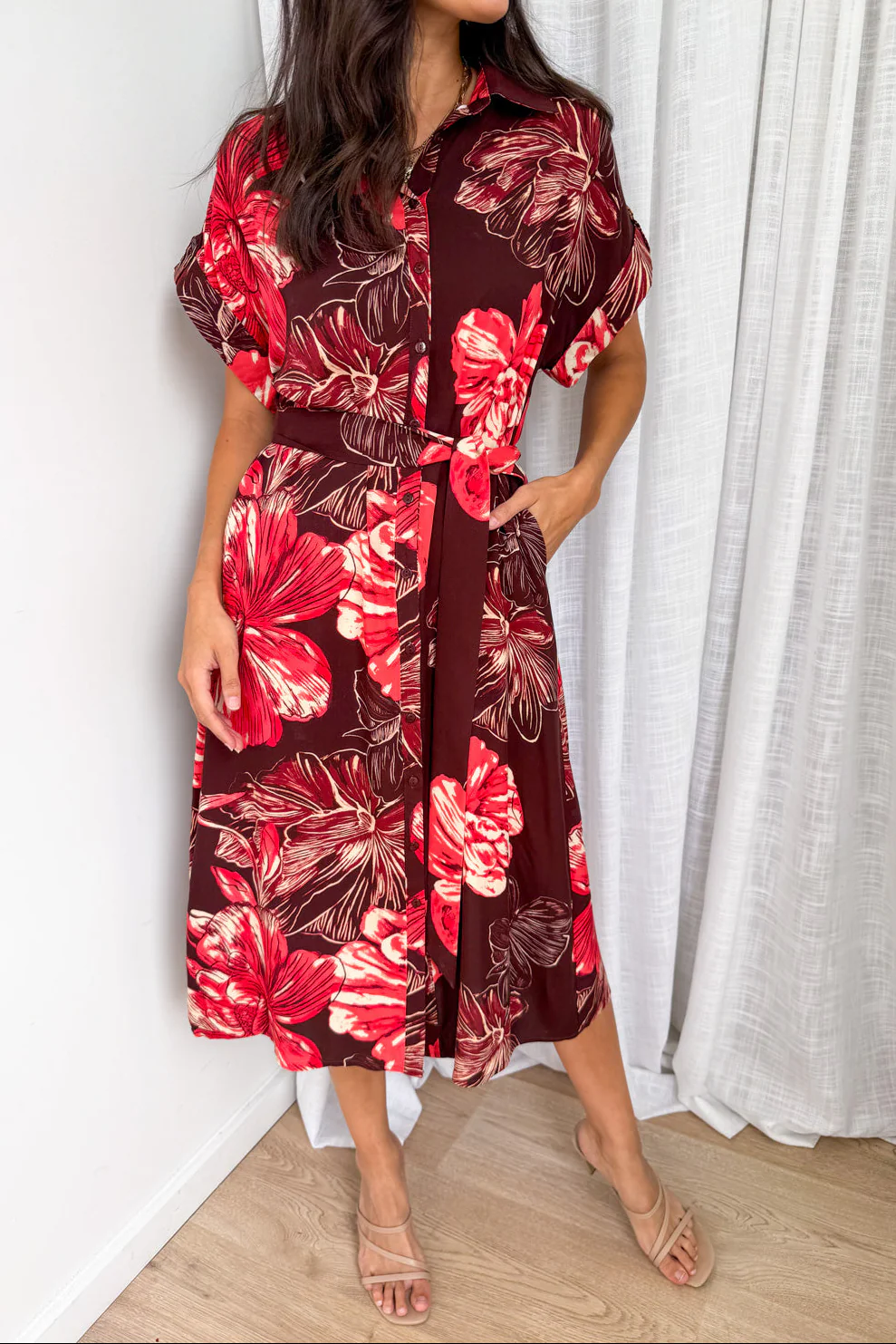 Dollie Dress - Burgundy Red Flower - Image 2