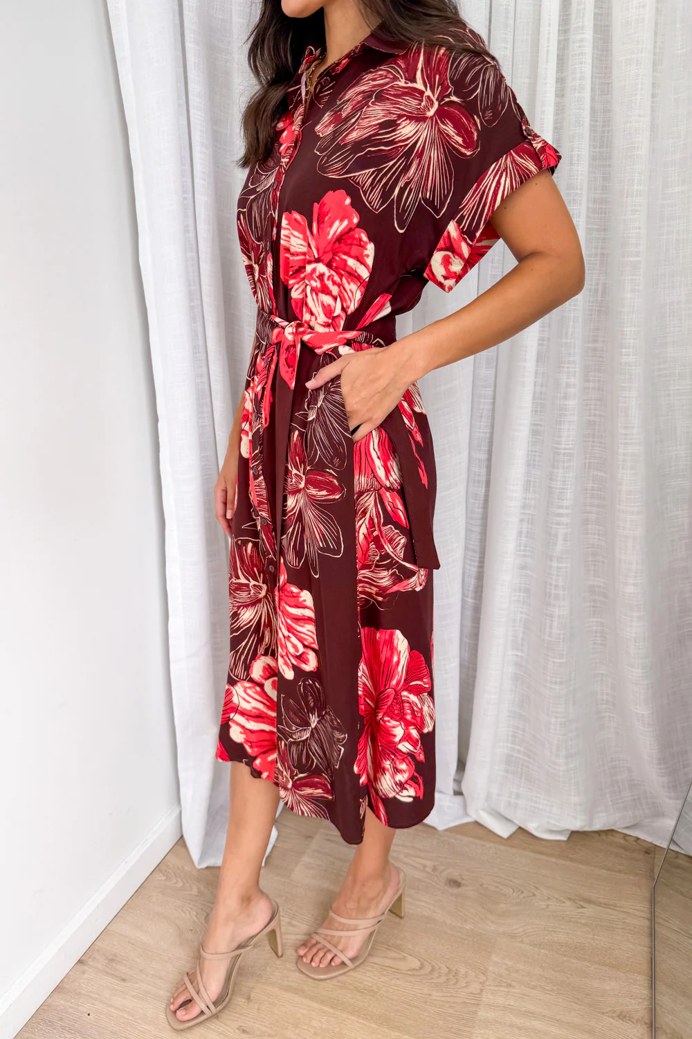 Dollie Dress - Burgundy Red Flower - Image 4