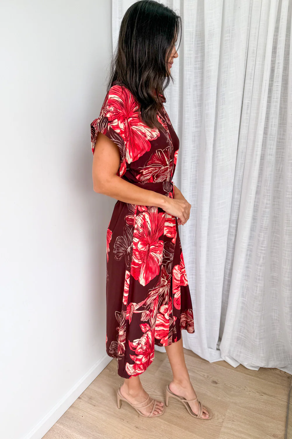 Dollie Dress - Burgundy Red Flower - Image 5