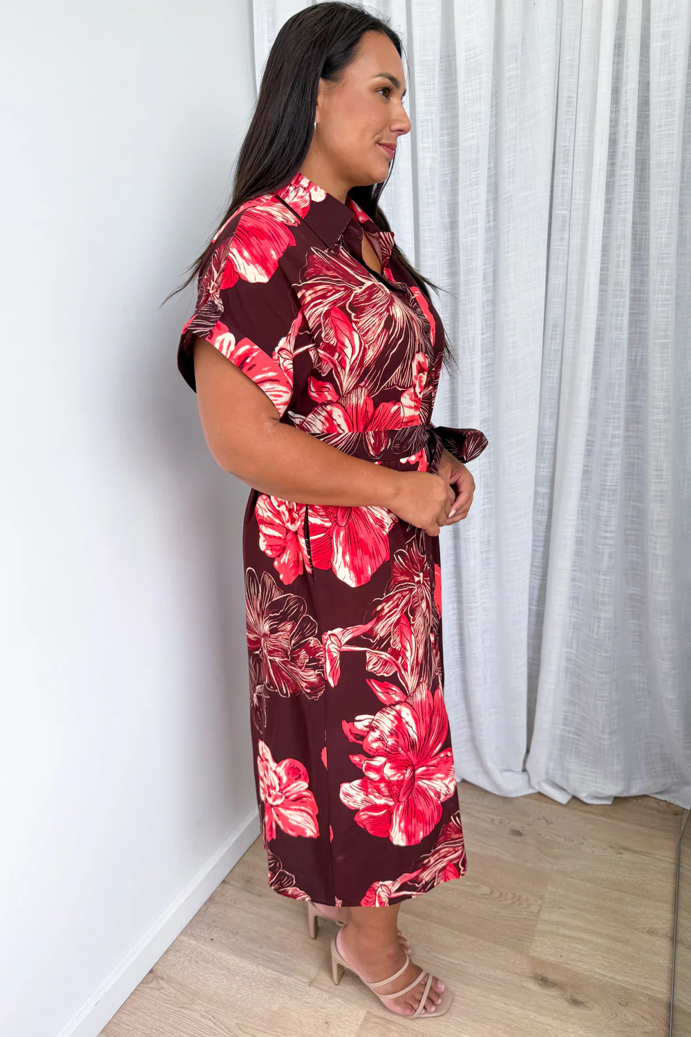 Dollie Dress - Burgundy Red Flower - Image 9