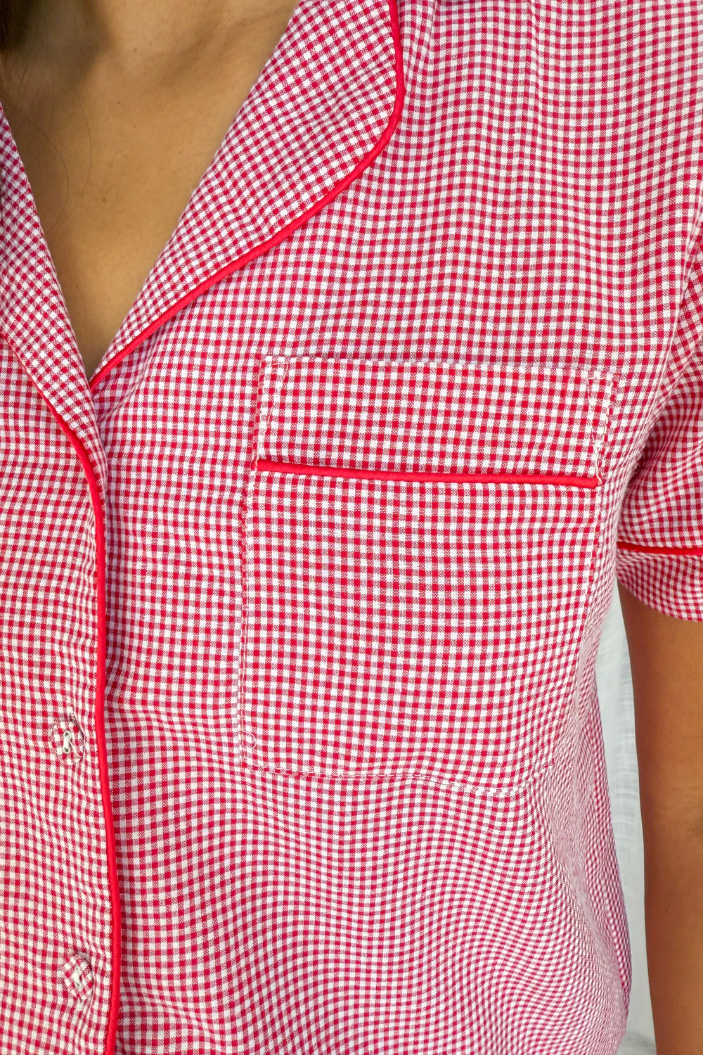 Dreamers Short Sleep Set - Red Gingham - Image 7