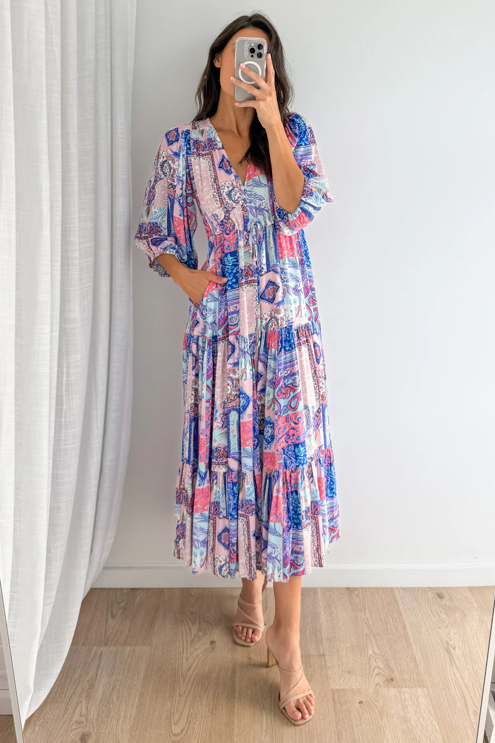 Dune Dress - Blue Pink Patchwork - Image 10