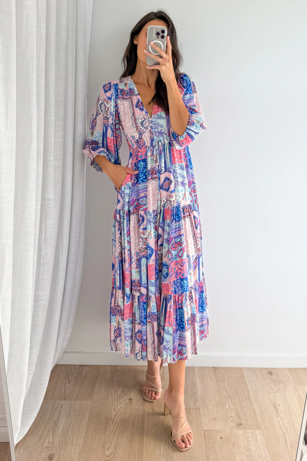 Dune Dress - Blue Pink Patchwork - Image 11