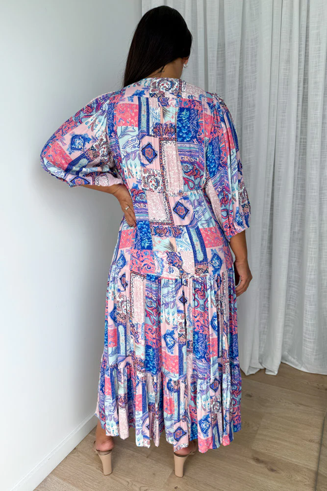 Dune Dress - Blue Pink Patchwork - Image 14