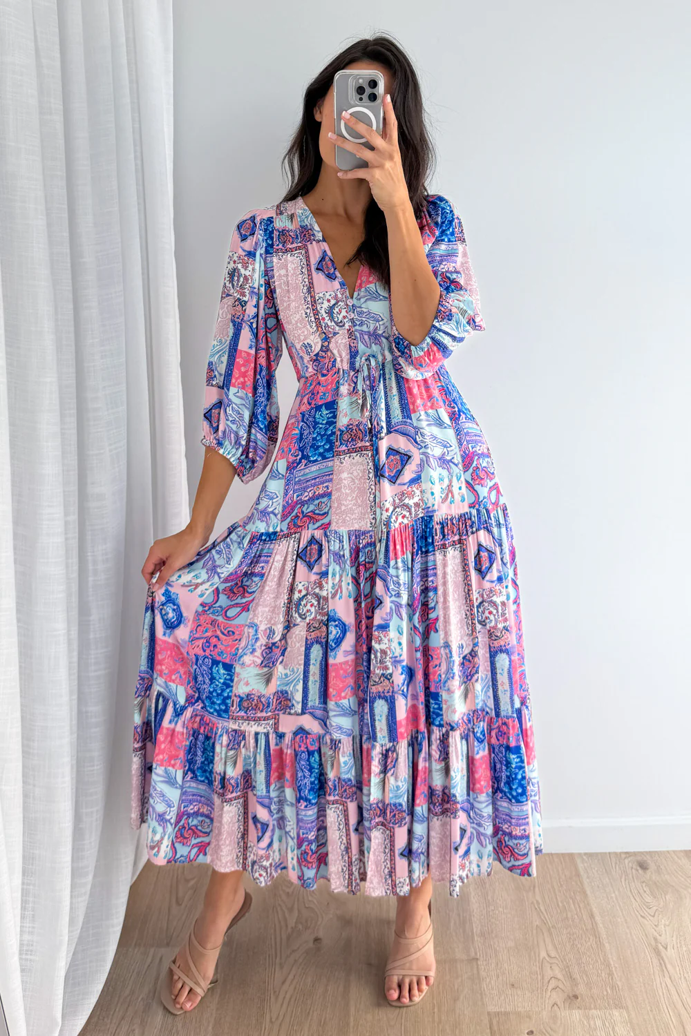 Dune Dress - Blue Pink Patchwork - Image 5