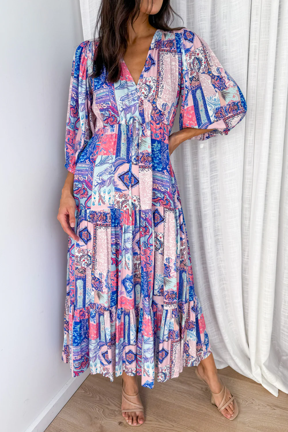 Dune Dress - Blue Pink Patchwork - Image 6