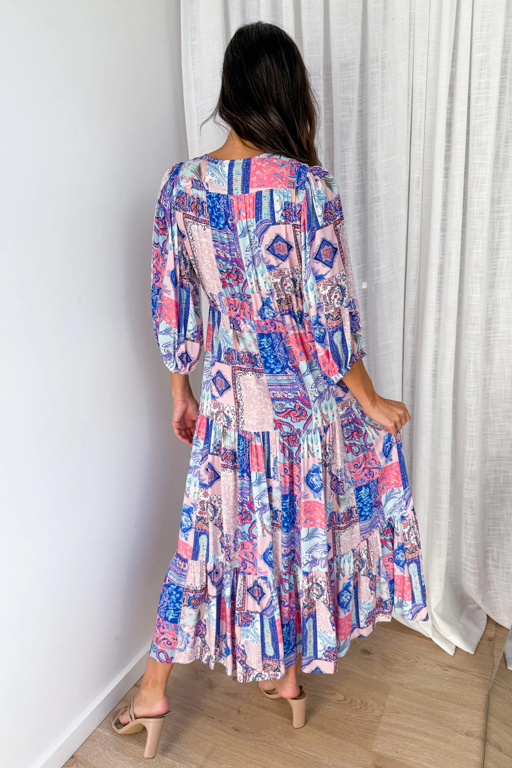 Dune Dress - Blue Pink Patchwork - Image 9