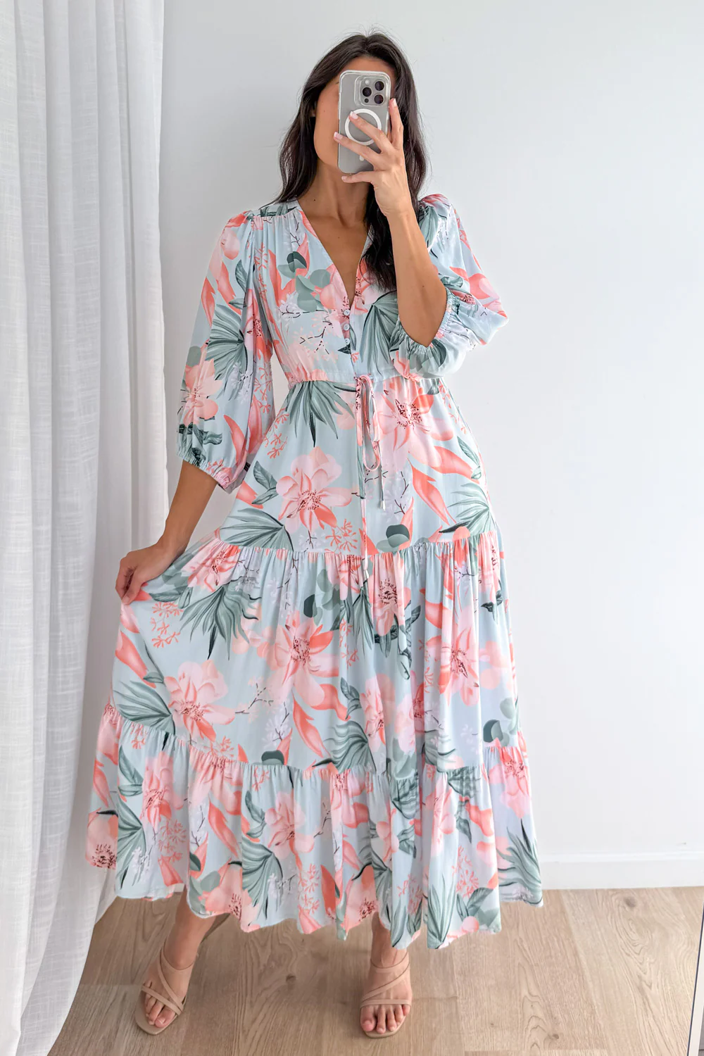 Dune Dress - Mint Coral Flower - Image 10
