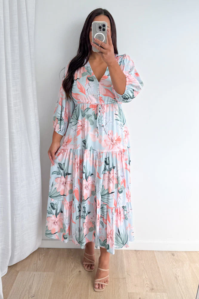Dune Dress - Mint Coral Flower - Image 11