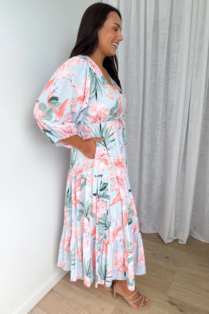Dune Dress - Mint Coral Flower - Image 13